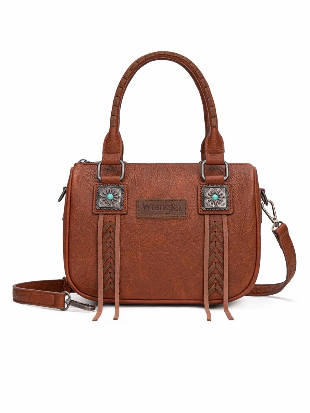Wrangler Women's Western Crossbody Bag Fringe Satchel Handbag Medium, Brown